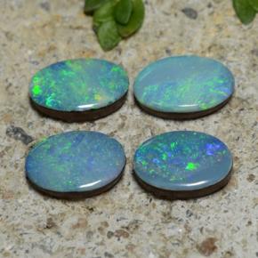 Doppietto di opale naturale multicolore da 2,21 ct, taglio ovale, opaco