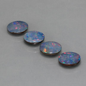 Doppietto di opale naturale multicolore da  ct, taglio ovale, opaco