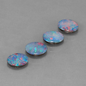 Doppietto di opale naturale multicolore da  ct, taglio ovale, opaco