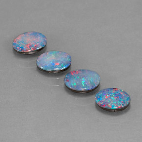 Doppietto di opale naturale multicolore da  ct, taglio ovale, opaco