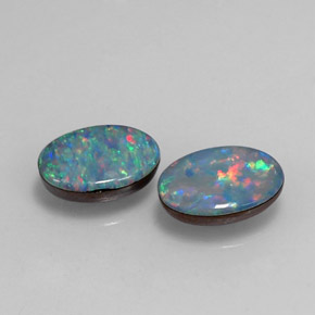 Doppietto di opale naturale multicolore da  ct, taglio ovale, opaco