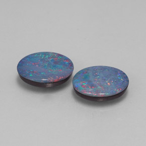 Doppietto di opale naturale multicolore da  ct, taglio ovale, opaco