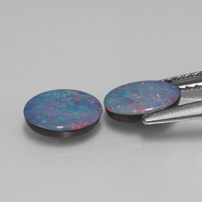 Doppietto di opale naturale multicolore da  ct, taglio ovale, opaco