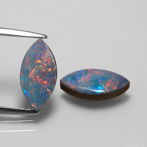Doppietto di opale naturale multicolore da  ct, marchesa, opaco