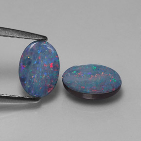 Doppietto di opale naturale multicolore da  ct, taglio ovale, opaco