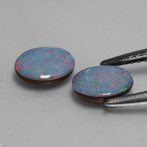 Doppietto di opale naturale multicolore da  ct, taglio ovale, opaco