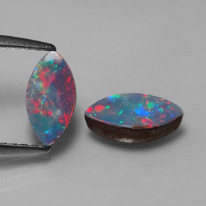 Doppietto di opale naturale multicolore da  ct, marchesa, opaco