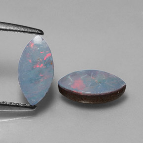 Doppietto di opale naturale multicolore da  ct, marchesa, opaco