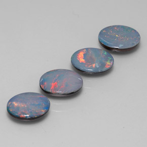Doppietto di opale naturale multicolore da 3,09 ct, taglio ovale, opaco