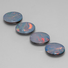 Doppietto di opale naturale multicolore da 3,09 ct, taglio ovale, opaco