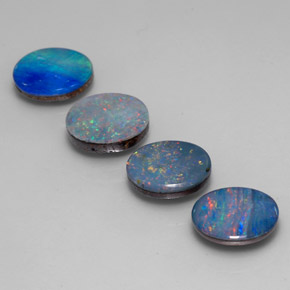 Doppietto di opale naturale multicolore da  ct, taglio ovale, opaco