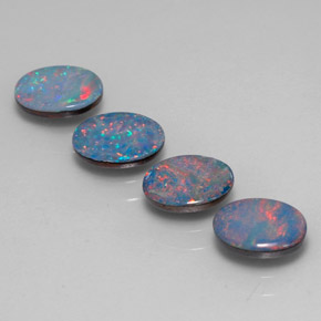 Doppietto di opale naturale multicolore da  ct, taglio ovale, opaco