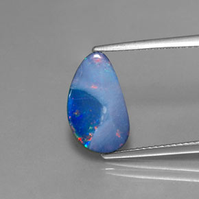 Doppietto di opale naturale multicolore da 2,64 ct, forma fantasia, opaco