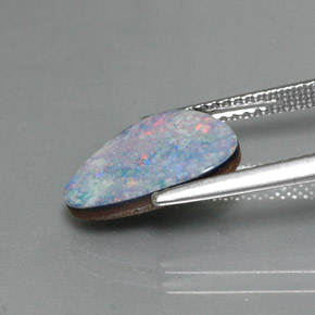 Doppietto di opale naturale multicolore da 2,09 ct, forma fantasia, opaco