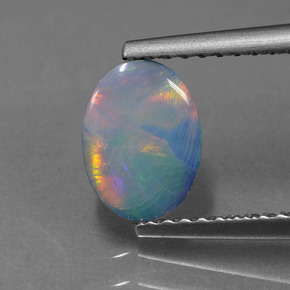Opale doppietta Multicolore naturale da 0.69 ct, Ovale, Opaco