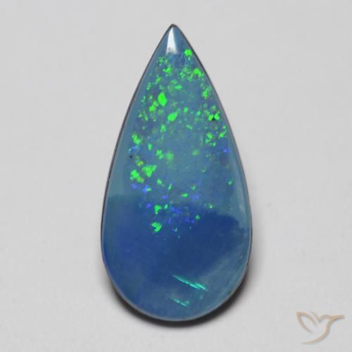 Opale doppietta Multicolore naturale da 1.85 ct, Forma a pera, Opaco