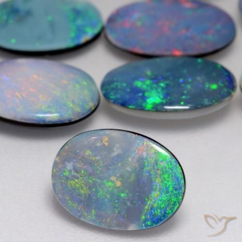 Opale doppietta Multicolore naturale da 0.88 ct, Ovale, Opaco