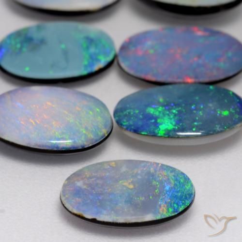 Opale doppietta Multicolore naturale da 0.88 ct, Ovale, Opaco