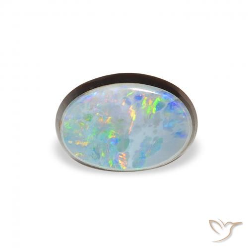 0.99ct Naturale Multicolore Opale doppietta, Ovale, Opaco