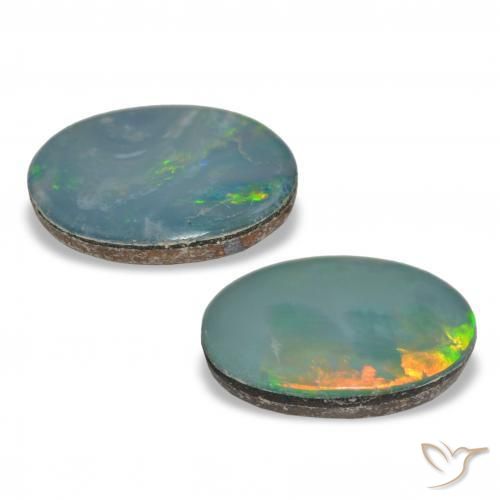 Gemme di Opale doppietta Multicolore naturale da 2.05 ct, Ovale, Opaco