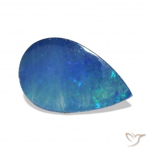 Opale doppietta Multicolore Blu naturale da 0.57 ct, Forma a pera, Opaco