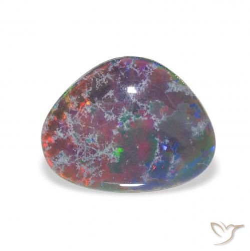 3.38ct Naturale Multicolore Tripletto di opale, Taglio trillion, Opaco
