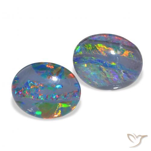 Gemme di Tripletto di opale Multicolore naturale da 4.57 ct, Ovale, Opaco