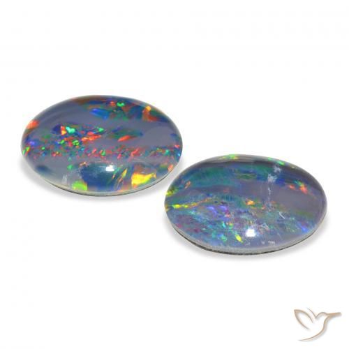 Gemme di Tripletto di opale Multicolore naturale da 4.57 ct, Ovale, Opaco