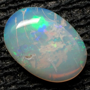 Opale naturale multicolore da 0,36 ct, taglio ovale, opaco