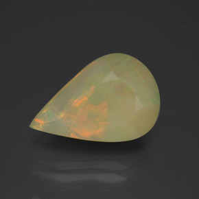 Opale naturale multicolore da 4,14 ct, taglio a pera, traslucido