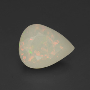 Opale naturale multicolore da 2,85 ct, taglio a pera, traslucido