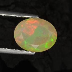 Opale naturale multicolore da 1,57 ct, taglio ovale, traslucido
