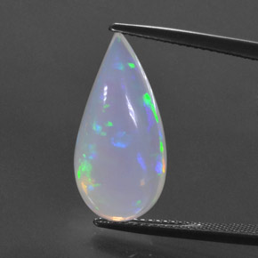 Opale naturale multicolore da 7,29 ct, taglio a pera, trasparente