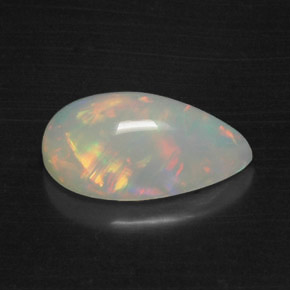 Opale naturale multicolore da 3,87 ct, taglio a pera, traslucido