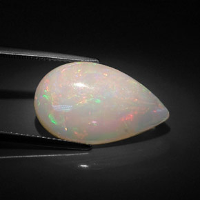 Opale naturale multicolore da 7,38 ct, taglio a pera, opaco