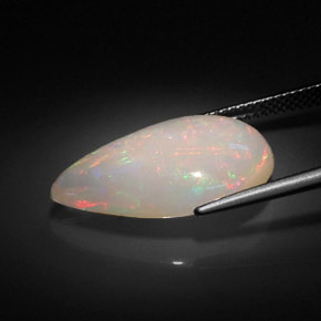 Opale naturale multicolore da 7,38 ct, taglio a pera, opaco