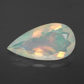 Opale naturale multicolore da 2,73 ct, taglio a pera, trasparente