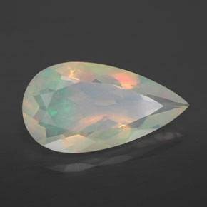 Opale naturale multicolore da 2,73 ct, taglio a pera, trasparente