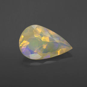 Opale naturale multicolore da 2,62 ct, taglio a pera, trasparente