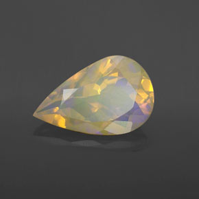 Opale naturale multicolore da 2,62 ct, taglio a pera, trasparente