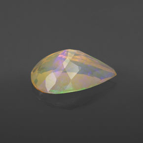 Opale naturale multicolore da 2,62 ct, taglio a pera, trasparente