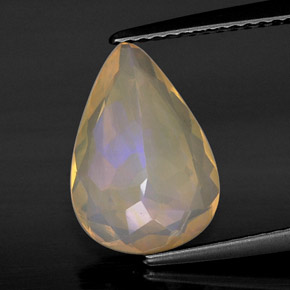 Opale naturale multicolore da 2,01 ct, taglio a pera, trasparente