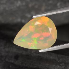 Opale naturale multicolore da 1,57 ct, taglio a pera, trasparente