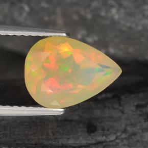 Opale naturale multicolore da 1,57 ct, taglio a pera, trasparente