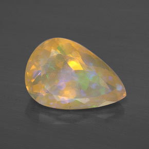 Opale naturale multicolore da 2,71 ct, taglio a pera, trasparente
