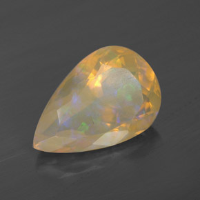 Opale naturale multicolore da 2,71 ct, taglio a pera, trasparente