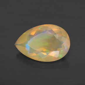 Opale naturale multicolore da 1,49 ct, taglio a pera, trasparente