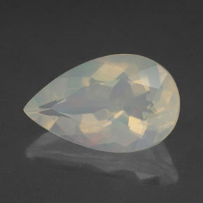 Opale naturale multicolore da 2,21 ct, taglio a pera, trasparente