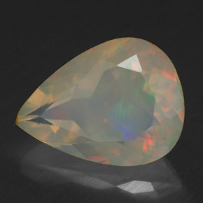 Opale naturale multicolore da 2,19 ct, taglio a pera, trasparente