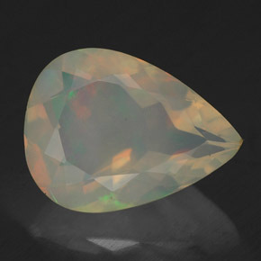 Opale naturale multicolore da 2,19 ct, taglio a pera, trasparente